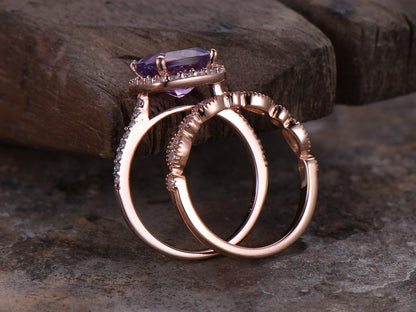 Amethyst engagement ring set