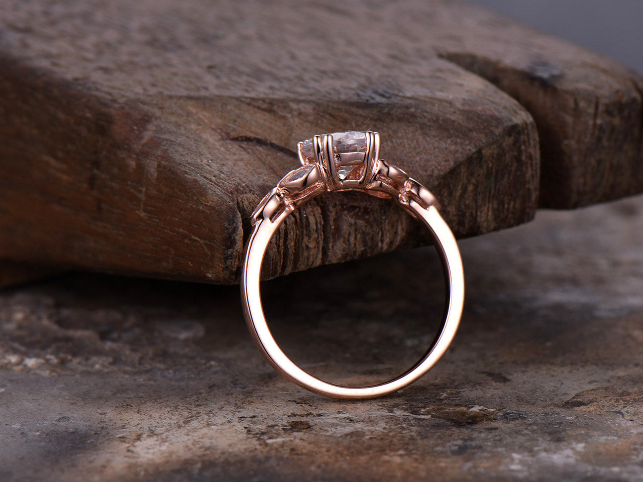 CZ engagement ring-pink gold cz diamond ring