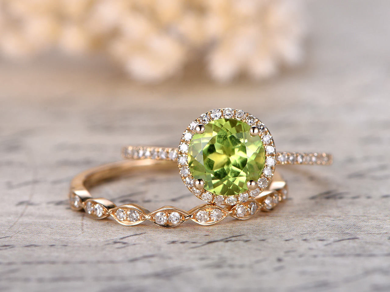 Peridot Rings Yellow Gold