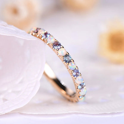 opal wedding ring rose gold