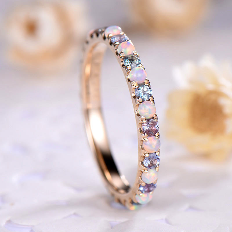 opal engagement ring rose gold