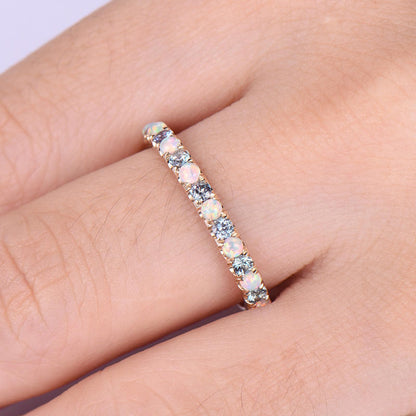 opal wedding ring rose gold