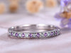 Alexandrite Wedding band,14k White Gold,Amethyst Wedding band,Anniversary ring,Promise ring,Half Eternity,Stackable,Pave Set,Gift for her