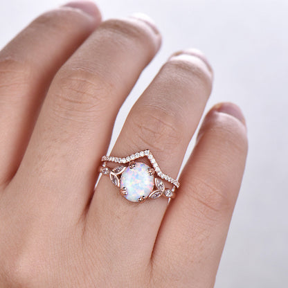 Opal Wedding Ring Set-BBBGem Opal Rings