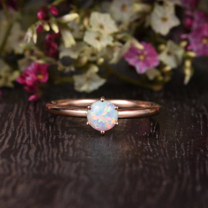 6 prongs  Opal Engagement Ring