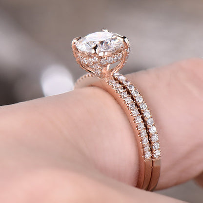 Rose Gold Moissanite Ring-BBBGEM Moissanite Engagement Rings