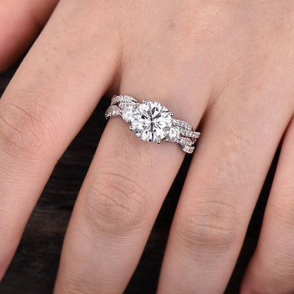 art deco moissanite engagement rings-2 Carat forever one colorless moissanite engagement rings