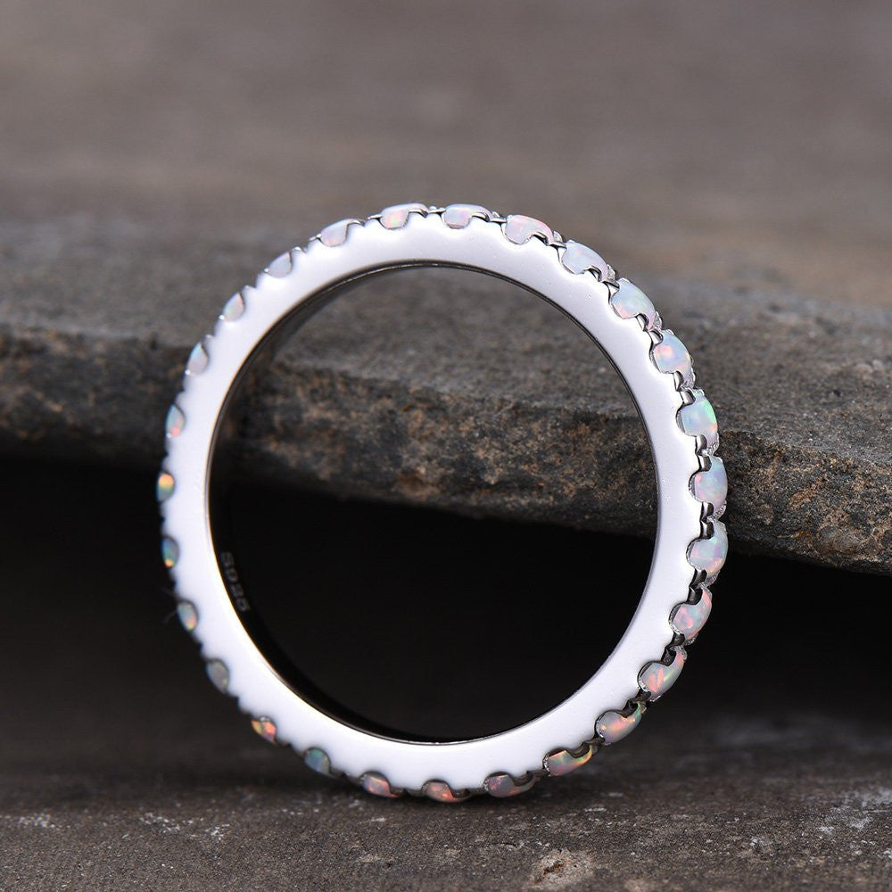 sterling silver opal band