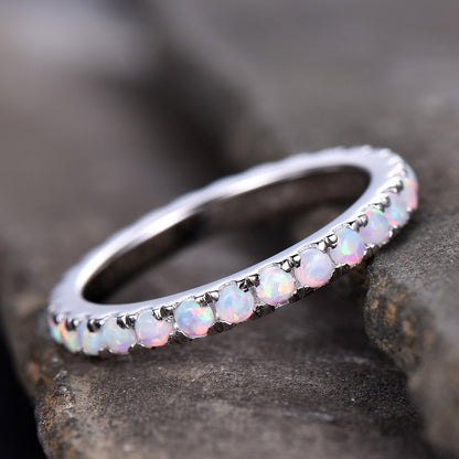 Opal Silver Wedding Rings