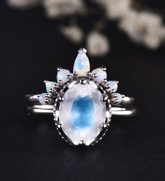 rainbow moonstone engagement ring