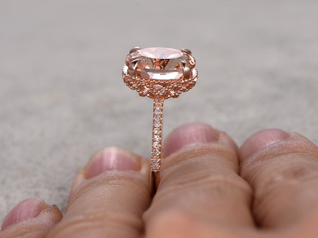 peach morganite engagement ring