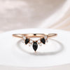 Marquise & Round Cut Womens Black Spinel &Diamond Wedding Bands Ring Curve Stacking Band