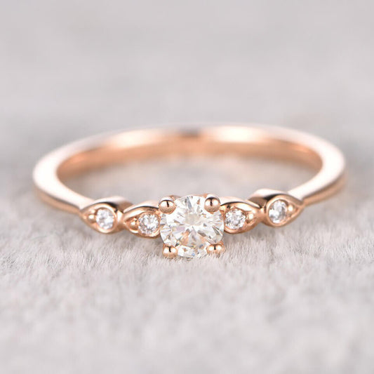 simple moissanite engagement ring round cut 02