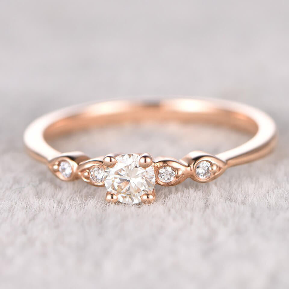 simple moissanite engagement ring round cut 0