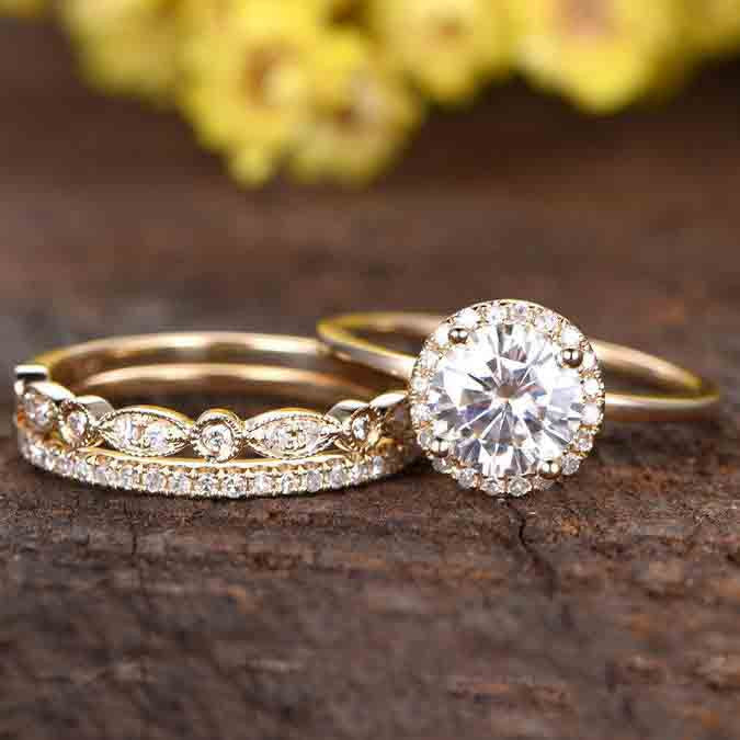 yellow gold moissanite ring