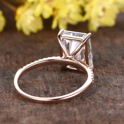 Radiant Cut Moissanite Engagement Rings set rose gold-radiant cut moissanite wedding ring rose gold