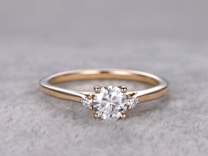 0.5 Carat moissanite  three stone engagement rings yellow gold