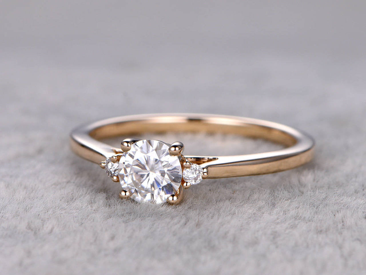 0.5 Carat moissanite engagement rings yellow gold three stones