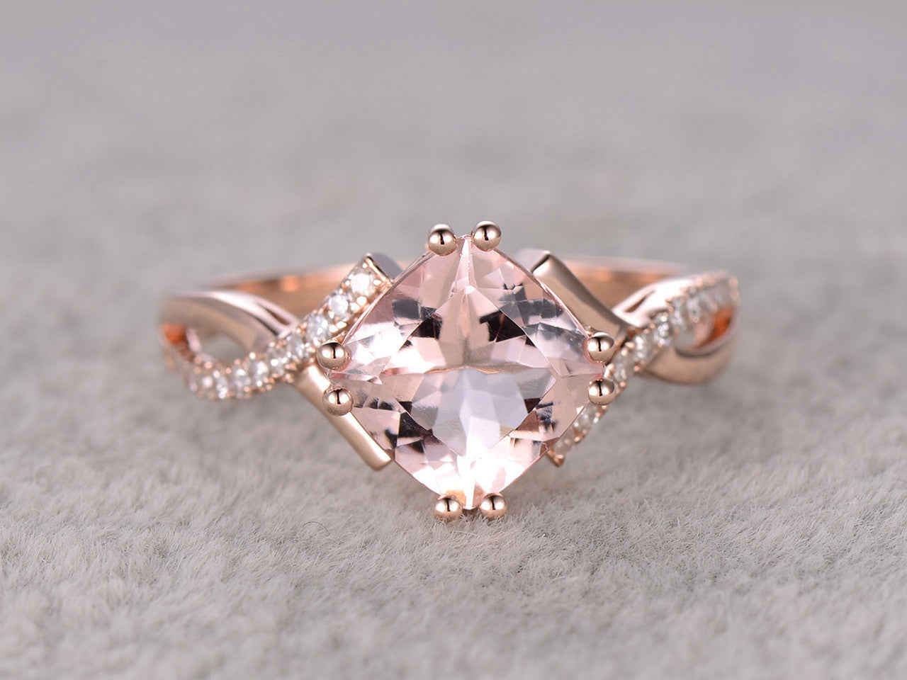 Cushion Cut Morganite Engagement Ring