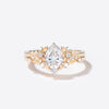 Pear Lab Grown Diamond IGI Engagement Ring 14k Gold Floral Leaf Wedding Set