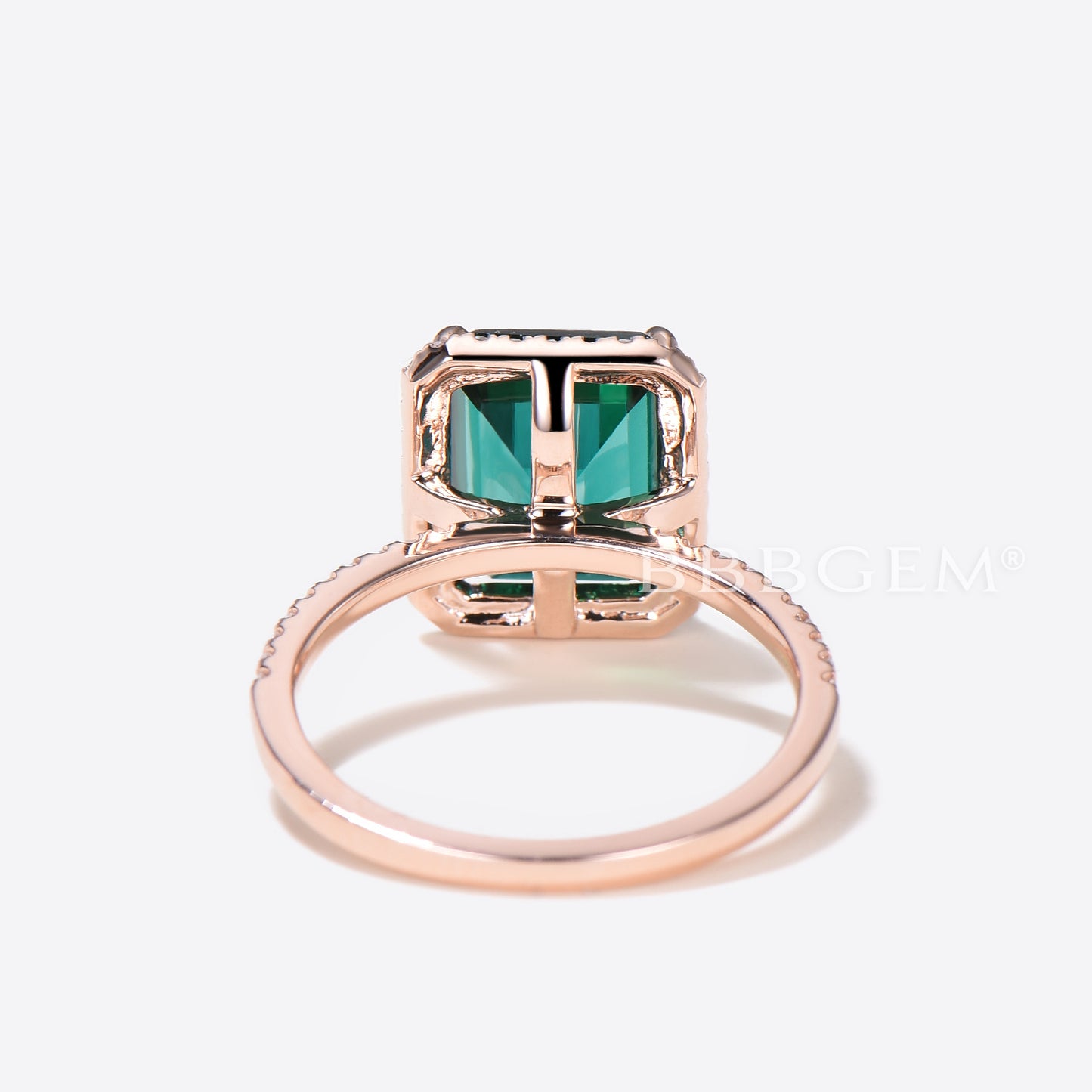 14k Rose Gold Green Emerald Engagement Ring 3CT Emerald Cut Emerald Ring