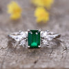 Emerald Cut Natural Emerald Ring Vintage 100% Zambian Emerald Ring