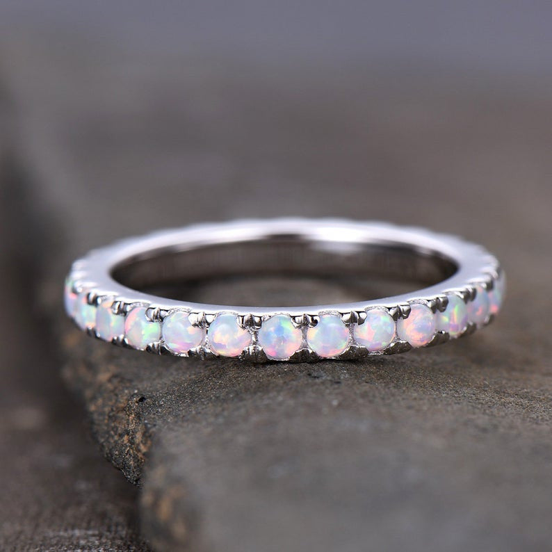 Opal Band Rings-bbbgem opal eternity band ring