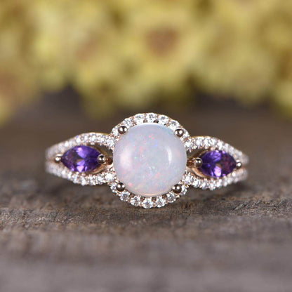 white opal ring