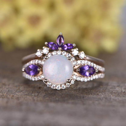 fire opal ring set