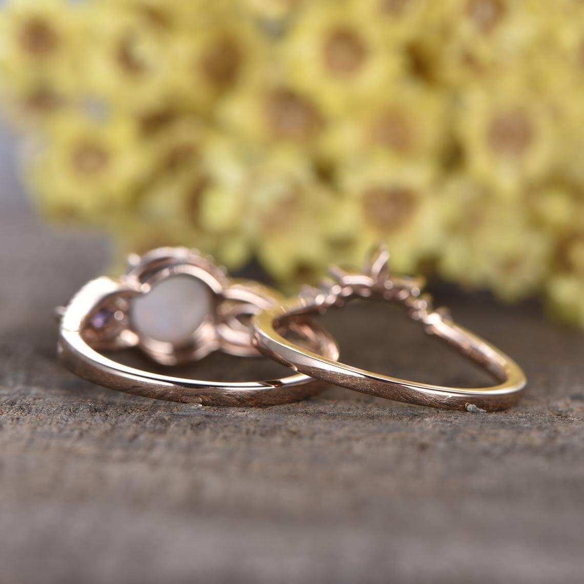 opal wedding ring set