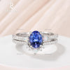Blue Tanzanite engagement ring White Gold Wedding Ring Set Stacking Bridal Set