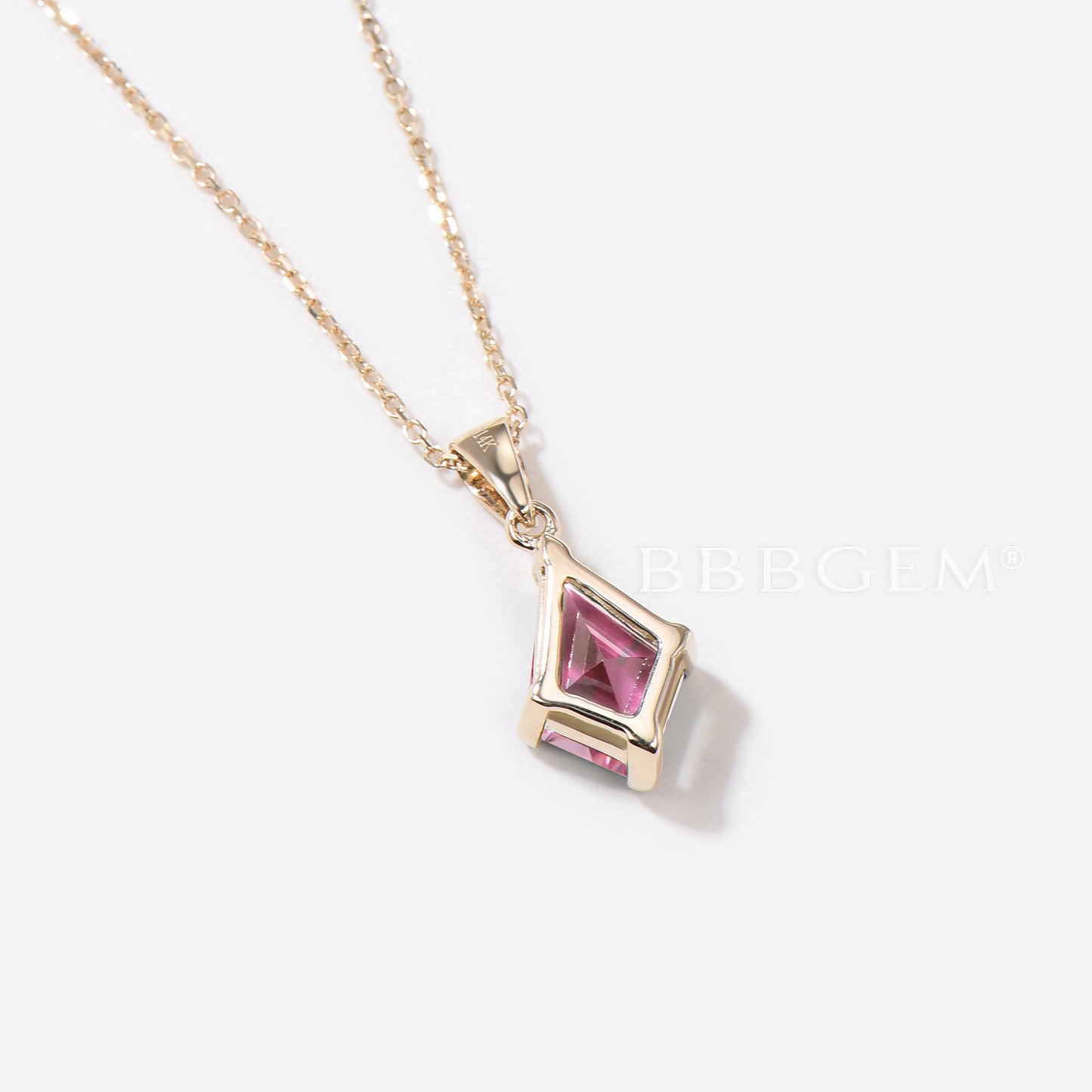 Kite Padparadscha Sapphire Necklace Rose Gold Peach Sapphire Pendant