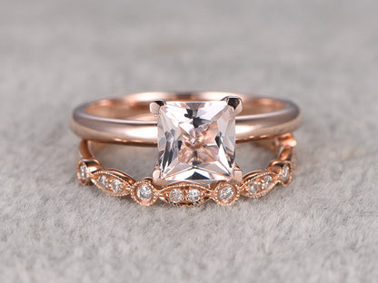 Princess Cut Morganite engagement ring