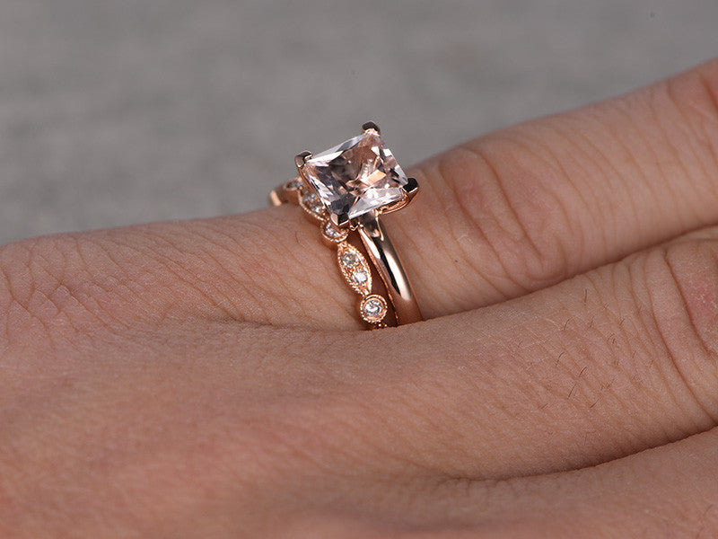 solitaire morganite ring set