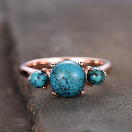 Three stone turquoise engagement ring