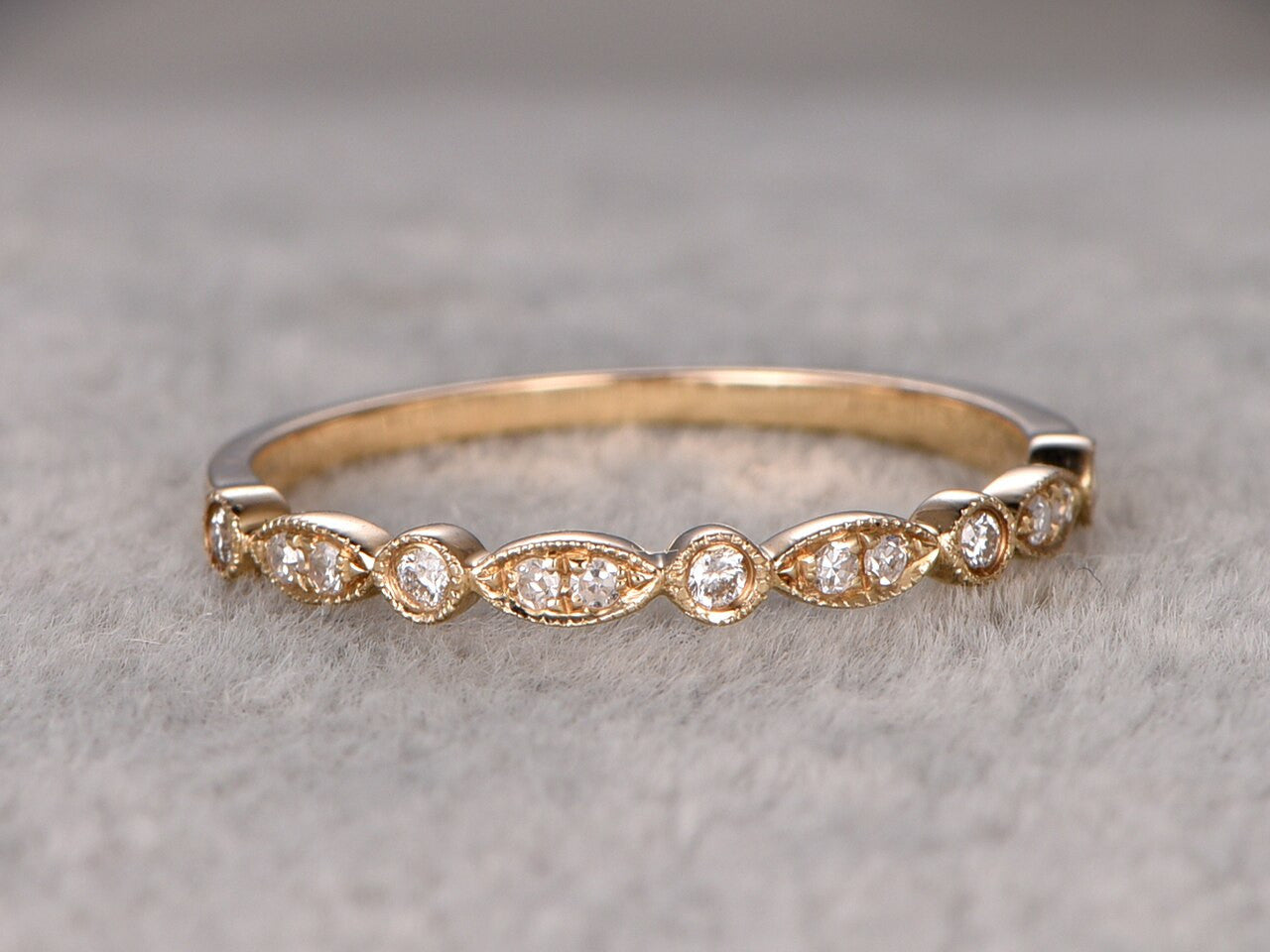 women's diamond wedding band rose gold yellow gold-BBBGEM Half Eternity Band