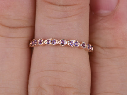 Amethyst Wedding Band-BBBGEM Amethyst Marquise and Dot Eternity Band